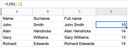 An example of how to use the LEN Excel formula