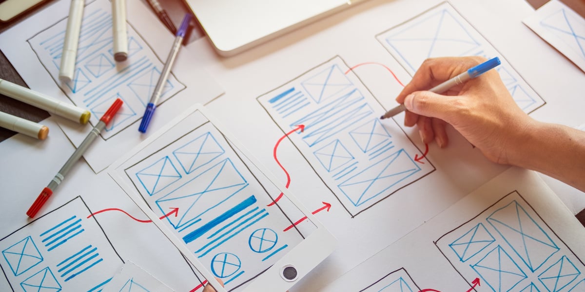 Connecting paper wireframes to create a simple user flow