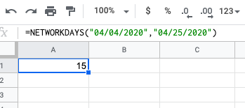 NETWORKDAYS Excel formula