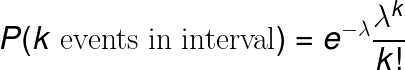 The formula used to calculate Poisson distribution